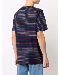 dunkelblaues horizontal gestreiftes T-Shirt mit einem Rundhalsausschnitt von Missoni