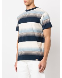 dunkelblaues horizontal gestreiftes T-Shirt mit einem Rundhalsausschnitt von Carhartt WIP