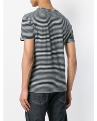 dunkelblaues horizontal gestreiftes T-Shirt mit einem Rundhalsausschnitt von Woolrich