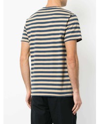 dunkelblaues horizontal gestreiftes T-Shirt mit einem Rundhalsausschnitt von Kent & Curwen