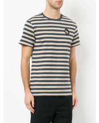 dunkelblaues horizontal gestreiftes T-Shirt mit einem Rundhalsausschnitt von Kent & Curwen