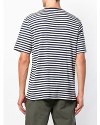 dunkelblaues horizontal gestreiftes T-Shirt mit einem Rundhalsausschnitt von Folk