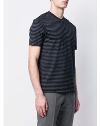 dunkelblaues horizontal gestreiftes T-Shirt mit einem Rundhalsausschnitt von Emporio Armani