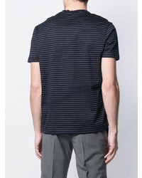 dunkelblaues horizontal gestreiftes T-Shirt mit einem Rundhalsausschnitt von Emporio Armani