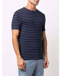dunkelblaues horizontal gestreiftes T-Shirt mit einem Rundhalsausschnitt von Armani Collezioni