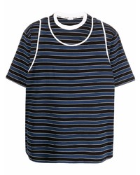 dunkelblaues horizontal gestreiftes T-Shirt mit einem Rundhalsausschnitt von Sunnei