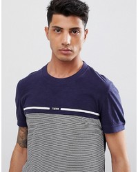 dunkelblaues horizontal gestreiftes T-Shirt mit einem Rundhalsausschnitt von Tom Tailor