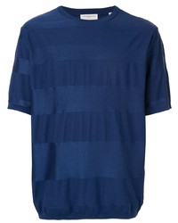 dunkelblaues horizontal gestreiftes T-Shirt mit einem Rundhalsausschnitt von TOMORROWLAND
