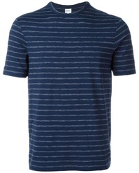 dunkelblaues horizontal gestreiftes T-shirt von Armani Collezioni