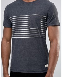 dunkelblaues horizontal gestreiftes T-shirt von Selected