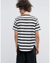 dunkelblaues horizontal gestreiftes T-shirt von Asos