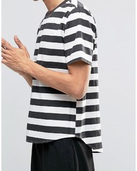 dunkelblaues horizontal gestreiftes T-shirt von Asos