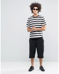 dunkelblaues horizontal gestreiftes T-shirt von Asos