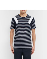 dunkelblaues horizontal gestreiftes T-shirt von Neil Barrett