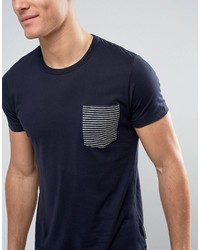dunkelblaues horizontal gestreiftes T-shirt von French Connection