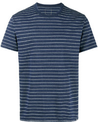 dunkelblaues horizontal gestreiftes T-shirt von VISVIM
