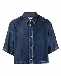 dunkelblaues Jeans Kurzarmhemd von Bottega Veneta
