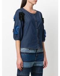 dunkelblaues Jeans Kurzarmhemd von Sonia Rykiel