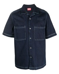 dunkelblaues Jeans Kurzarmhemd von Diesel