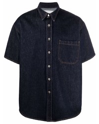 dunkelblaues Jeans Kurzarmhemd von Nanushka