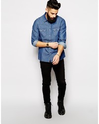 dunkelblaues Jeanshemd von Asos