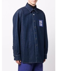 dunkelblaues Jeanshemd von Raf Simons