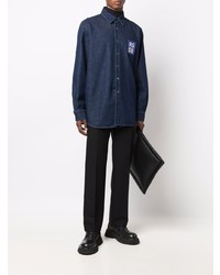 dunkelblaues Jeanshemd von Raf Simons