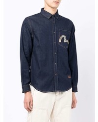 dunkelblaues Jeanshemd von Evisu