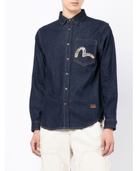 dunkelblaues Jeanshemd von Evisu