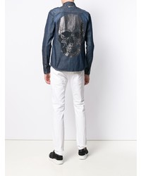 dunkelblaues Jeanshemd von Philipp Plein