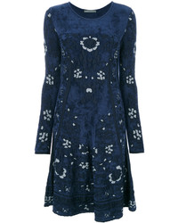dunkelblaues Kleid aus Brokat von Alberta Ferretti