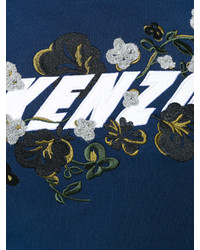 dunkelblaues Kleid mit Blumenmuster von Kenzo