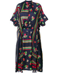 dunkelblaues Kleid mit geometrischem Muster von Sacai
