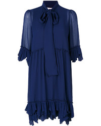 dunkelblaues Kleid mit Rüschen von See by Chloe