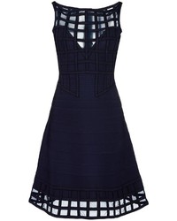 dunkelblaues Kleid von Herve Leger