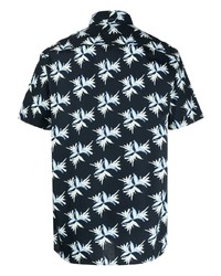 dunkelblaues Kurzarmhemd mit Blumenmuster von Tommy Hilfiger