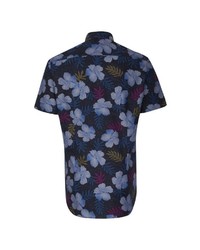 dunkelblaues Kurzarmhemd mit Blumenmuster von Seidensticker