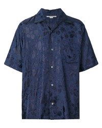 dunkelblaues Kurzarmhemd mit Blumenmuster von Stella McCartney