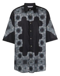 dunkelblaues Kurzarmhemd mit geometrischem Muster von Acne Studios