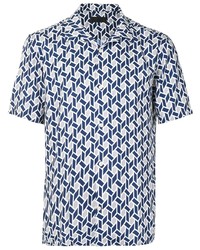 dunkelblaues Kurzarmhemd mit geometrischem Muster von D'urban