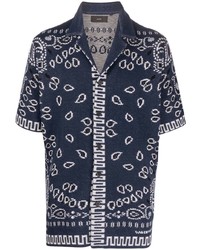 dunkelblaues Kurzarmhemd mit Paisley-Muster von Alanui