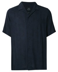 dunkelblaues Kurzarmhemd mit Paisley-Muster von Armani Exchange
