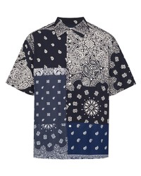 dunkelblaues Kurzarmhemd mit Paisley-Muster von Children Of The Discordance