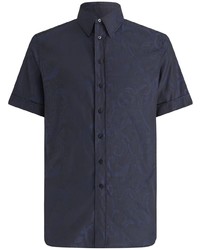 dunkelblaues Kurzarmhemd mit Paisley-Muster von Etro