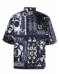 dunkelblaues Kurzarmhemd mit Paisley-Muster von Givenchy