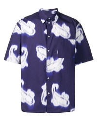 dunkelblaues Kurzarmhemd mit Paisley-Muster von MSGM