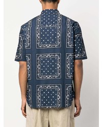 dunkelblaues Kurzarmhemd mit Paisley-Muster von Jacquemus