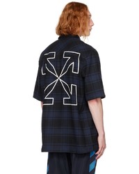 dunkelblaues Kurzarmhemd mit Schottenmuster von Off-White