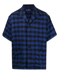 dunkelblaues Kurzarmhemd mit Vichy-Muster von Mastermind World