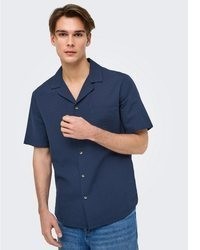 dunkelblaues Kurzarmhemd von ONLY & SONS